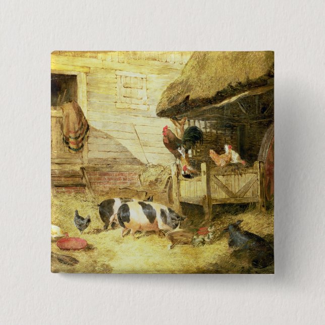 Farmyard Scene 15 Cm Square Badge (Front)