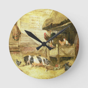 Farmyard Scene Round Clock