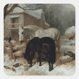 Farmyard Scene Square Sticker