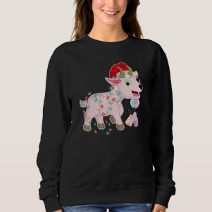 Farmzone Black Goat Christmas Light Xmas Funny Far Sweatshirt