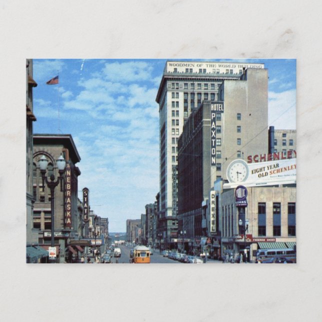 Farnam St., Omaha, NE Vintage Postcard (Front)