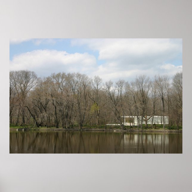 Farnsworth House, River Reflection Poster (Front)