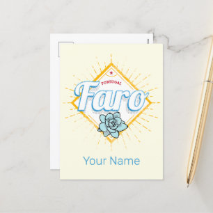 Faro Algarve Portugal Retro Succulents Vintage Holiday Postcard