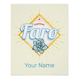 Faro Algarve Portugal Retro Succulents Vintage Poster