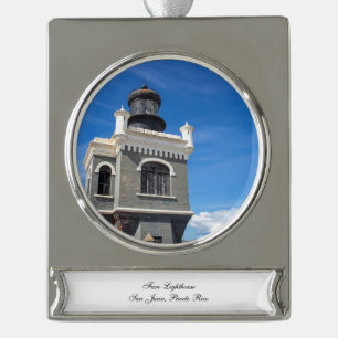 Faro Lighthouse Silver Plated Banner Ornament