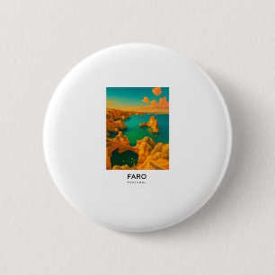 Faro - Portugal Travel Poster  6 Cm Round Badge