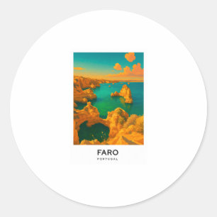 Faro - Portugal Travel Poster Classic Round Sticker