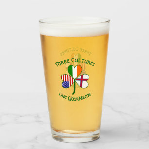 Faroe Islander Irish American Flags Shamrock Glass