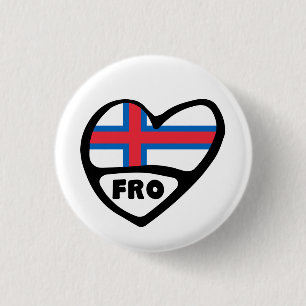 Faroe Islands Country Code Flag Heart Pin Badge