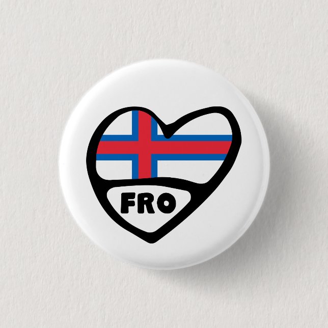 Faroe Islands Country Code Flag Heart Pin Badge (Front)