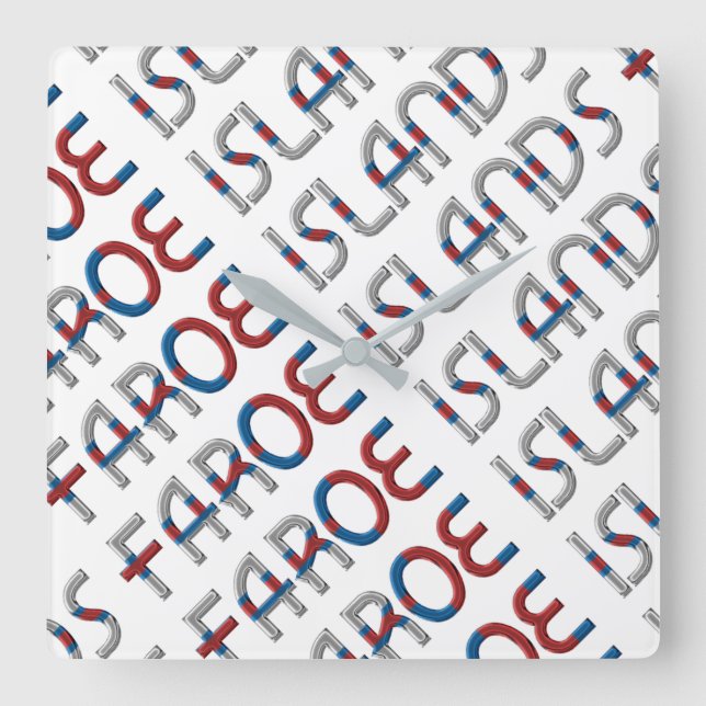 Faroe Islands Denmark Flag Colours Typography Square Wall Clock (Front)