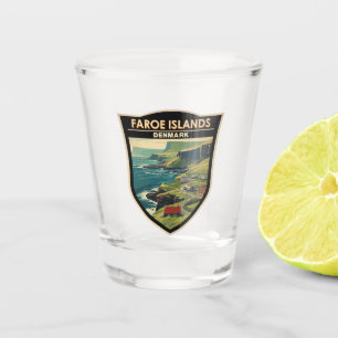 Faroe Islands Denmark Travel Art Vintage Shot Glass