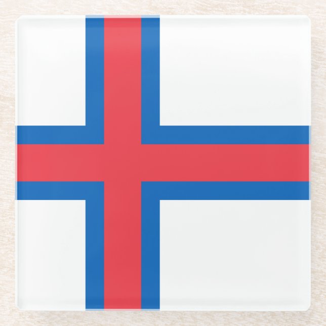 Faroe Islands Flag Glass Coaster (Front)