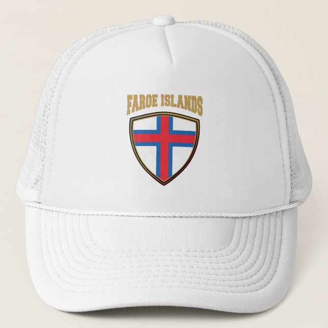 Faroe Islands Flag Shield Trucker Hat (Front)