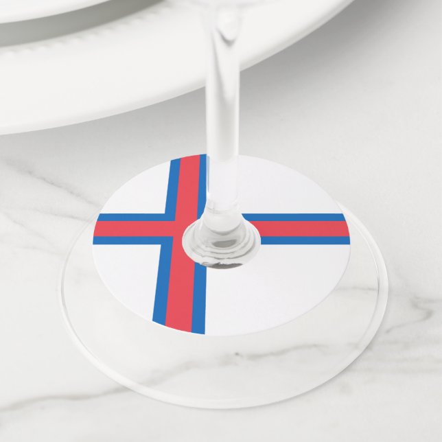 Faroe Islands flag Wine Glass Tag (Close Up)