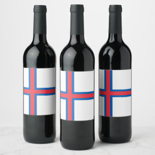 Faroe Islands flag Wine Label