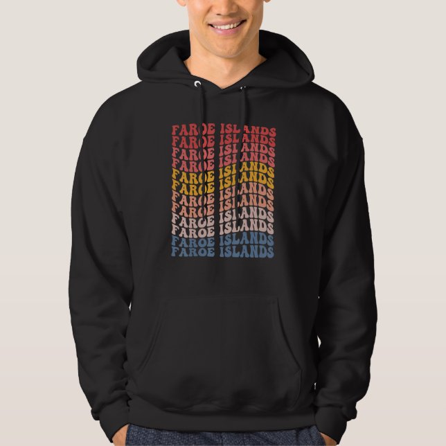 Faroe Islands Groovy Retro Faroese Hoodie (Front)