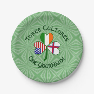 Faroe Islands Ireland USA Shamrock Personalised Paper Plate