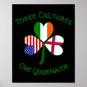 Faroe Islands Ireland Usa Shamrock Personalized T Poster