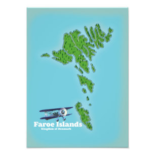 Faroe Islands Kingdom of Denmark map Photo Print