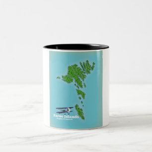 Faroe Islands Kingdom of Denmark map Two-Tone Coffee Mug