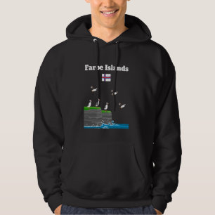 Faroe Islands Puffin Colony Sea Cliffs Faroe flag Hoodie