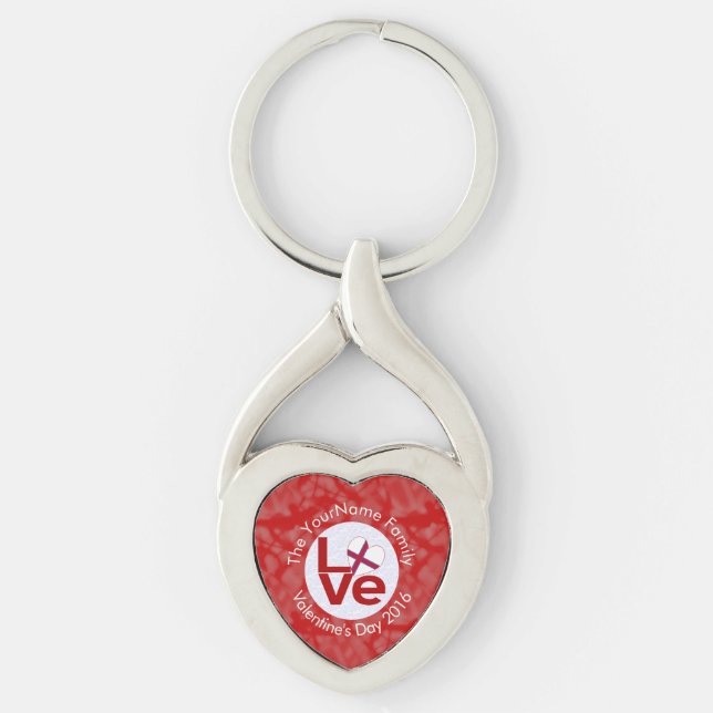 Faroe Islands Red LOVE Flag Personalised  Key Ring (Front)