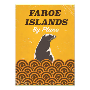 Faroe islands vintage travel poster