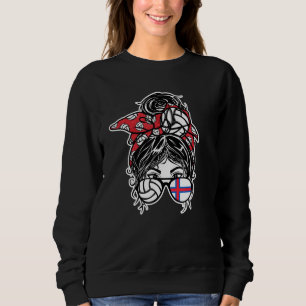 Faroe Islands Volleyball   Faroese Messy Bun Hair  Sweatshirt