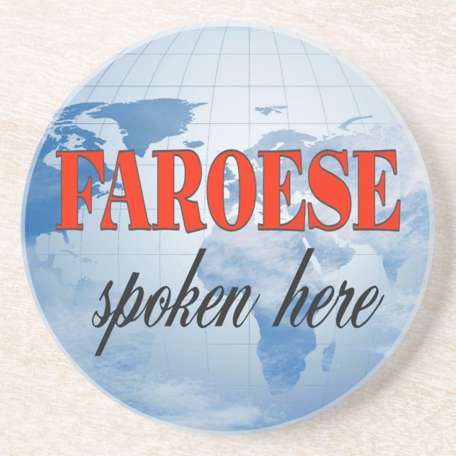 Faroese spoken here cloudy earth coaster (Front)