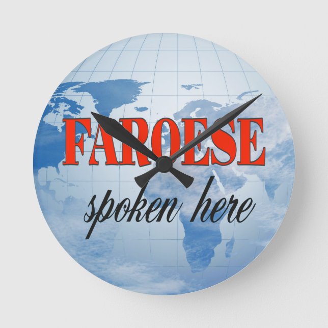 Faroese spoken here cloudy earth round clock (Front)