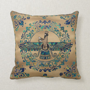 Farohar - Faravahar - Fravashi Marble and Gold Cushion