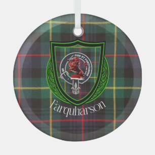 Farquharson Scottish Clan Tartan & Crest Glass Tree Decoration
