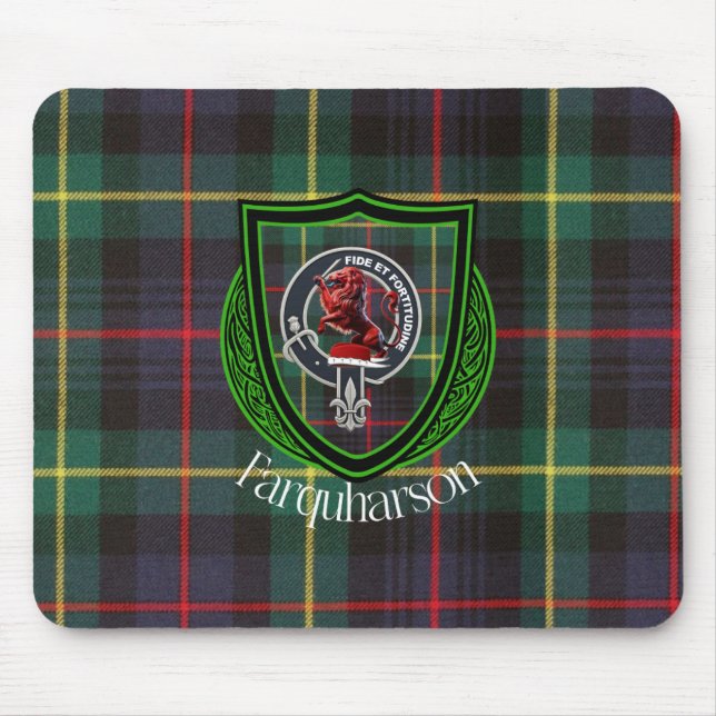 Farquharson Scottish Clan Tartan & Crest Mouse Pad (Front)