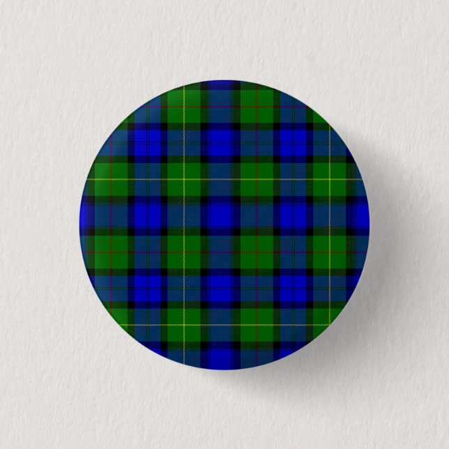 Farquharson tartan blue green plaid 3 cm round badge (Front)