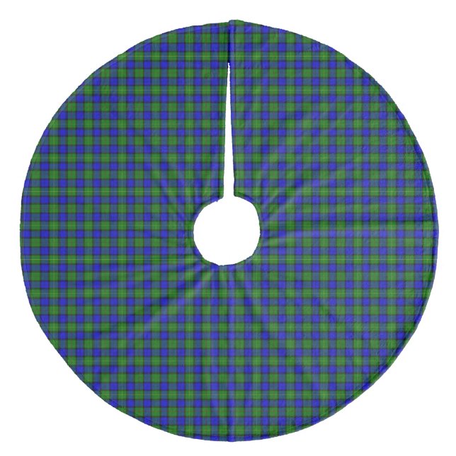 Farquharson tartan blue green plaid fleece tree skirt (Front)