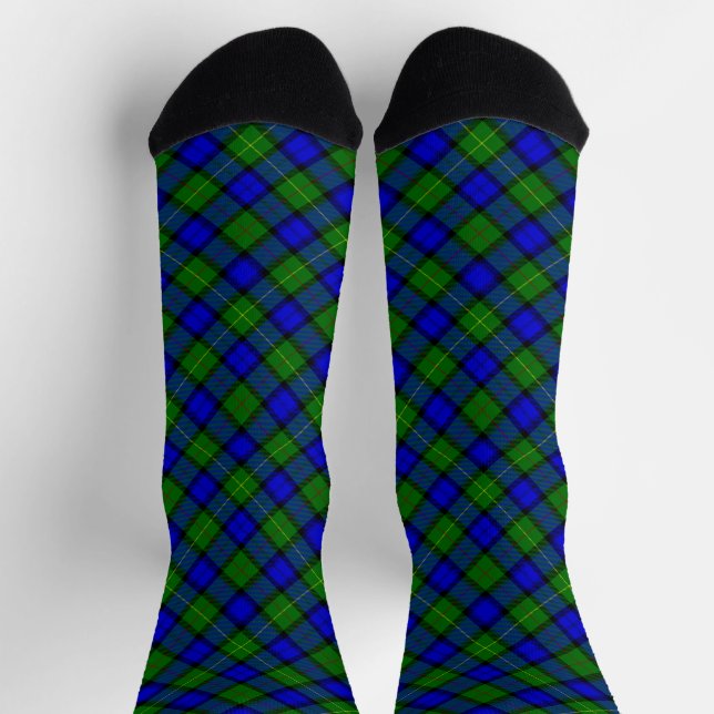 Farquharson tartan blue green plaid socks (Top)