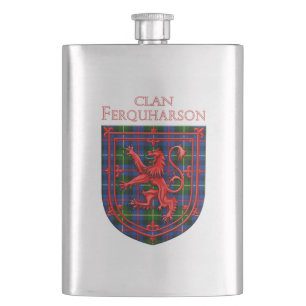 Farquharson Tartan Scottish Plaid Lion Rampant Hip Flask