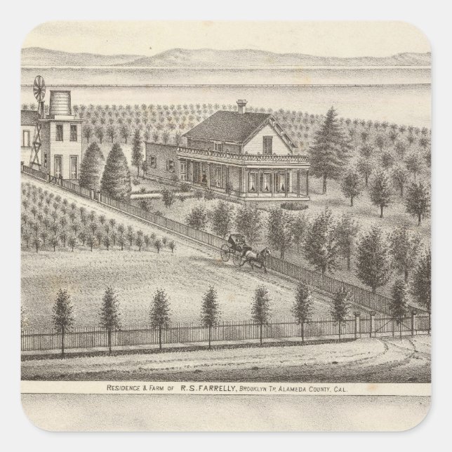 Farrelly, Mathews residences, farms Square Sticker (Front)