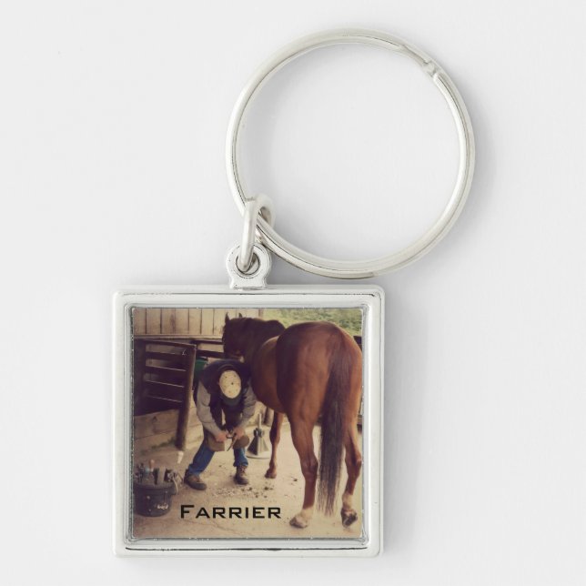 Farrier - Beautiful Horse Photo Hoof Trim Key Ring (Front)