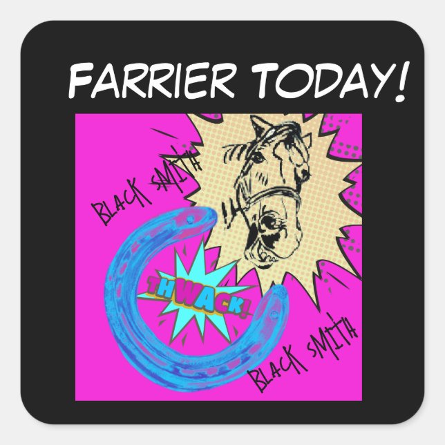 farrier/ black smith square sticker (Front)