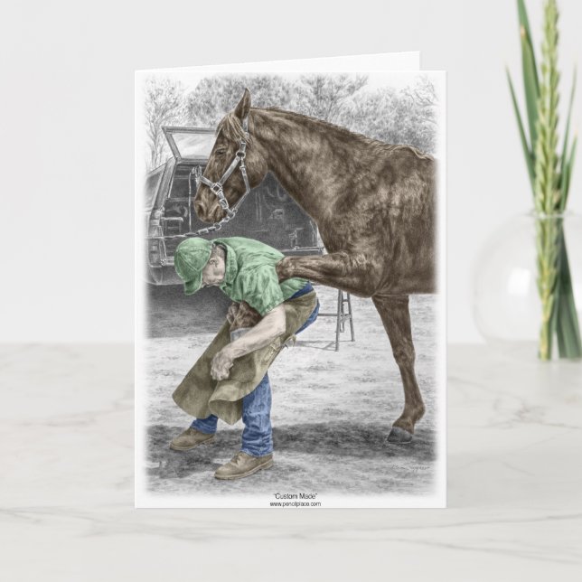 Farrier Blacksmith Shoeing Horse Card (Front)
