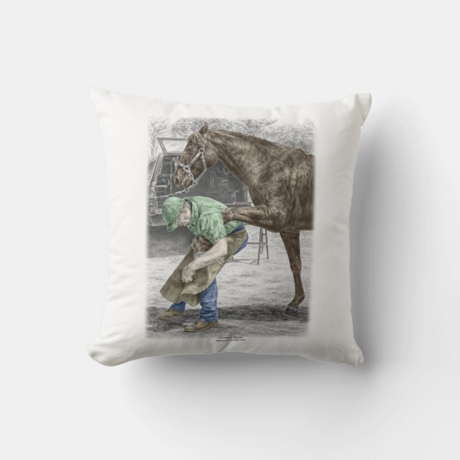 Farrier Blacksmith Shoeing Horse Cushion (Front)