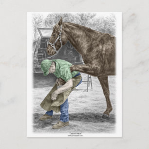 Farrier Blacksmith Shoeing Horse Postcard