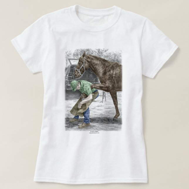 Farrier Blacksmith Shoeing Horse T-Shirt (Design Front)