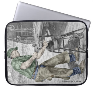 Farrier Blacksmith Using Anvil Laptop Sleeve