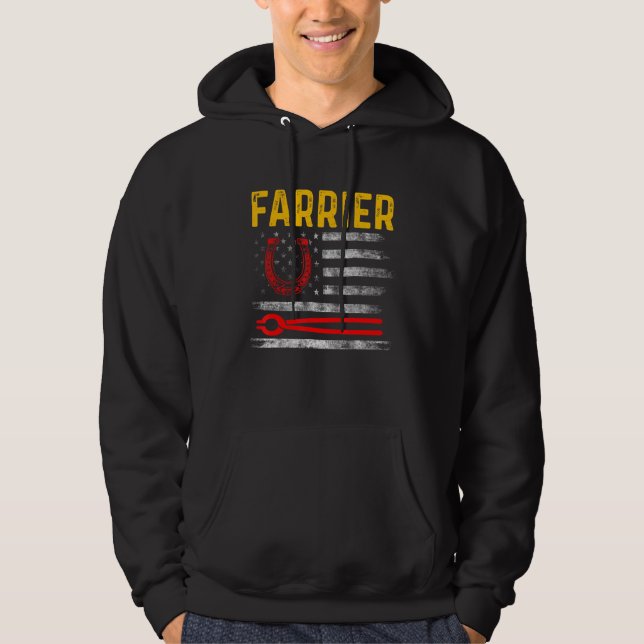 Farrier Horseshoe Hoof Trimming Equine Shoeing 93 Hoodie (Front)