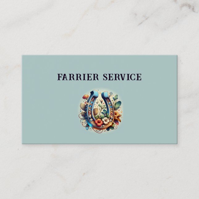 Farrier Horseshoe Service Wood Business Card (Front)