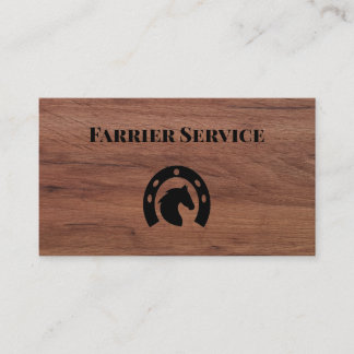 Farrier Horseshoe Service Wood Business Card