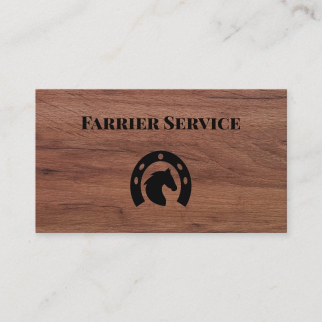 Farrier Horseshoe Service Wood Business Card (Front)